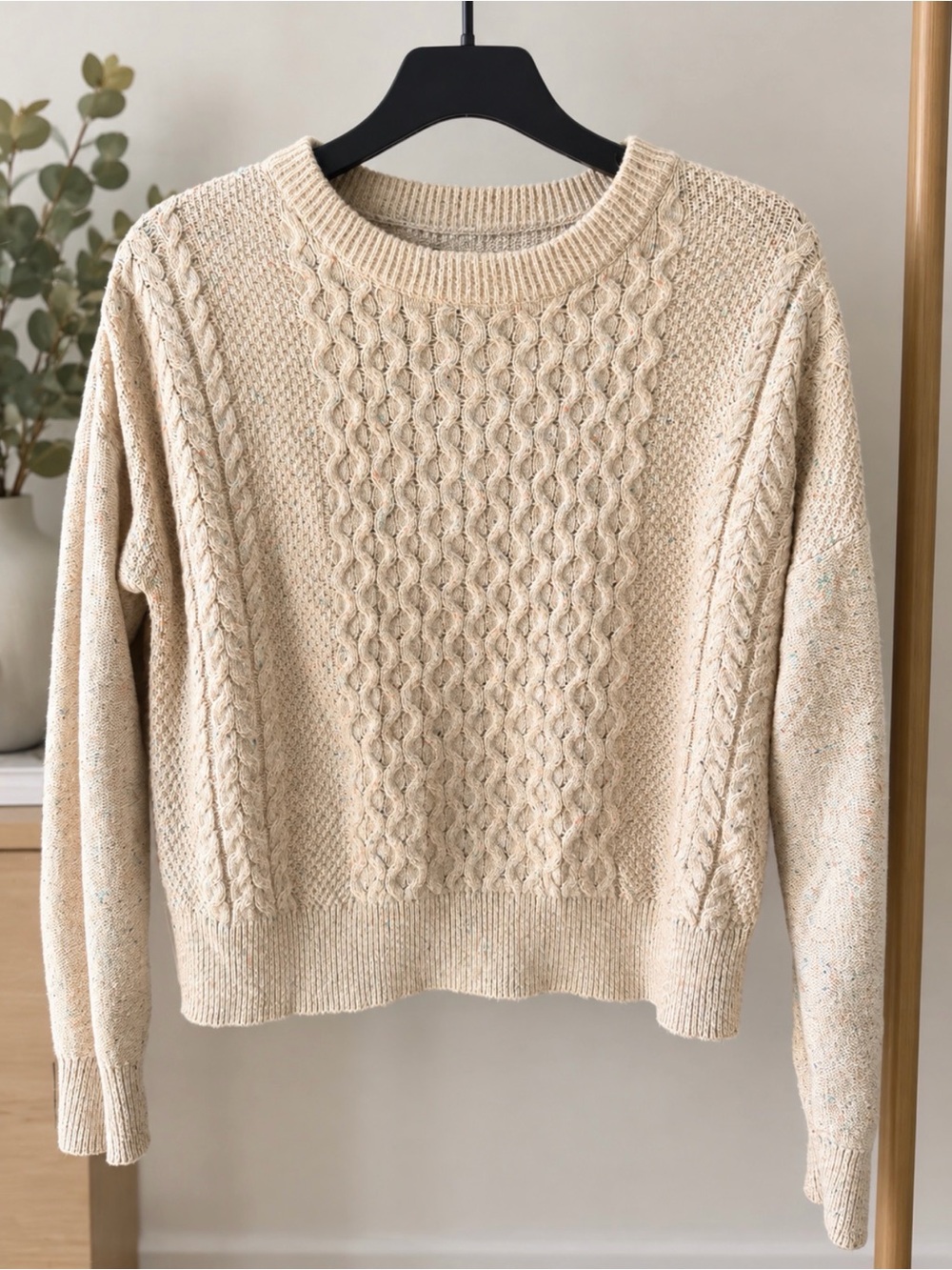 Mossimo Supply Co. Cream Cable Knit Pullover Sweater